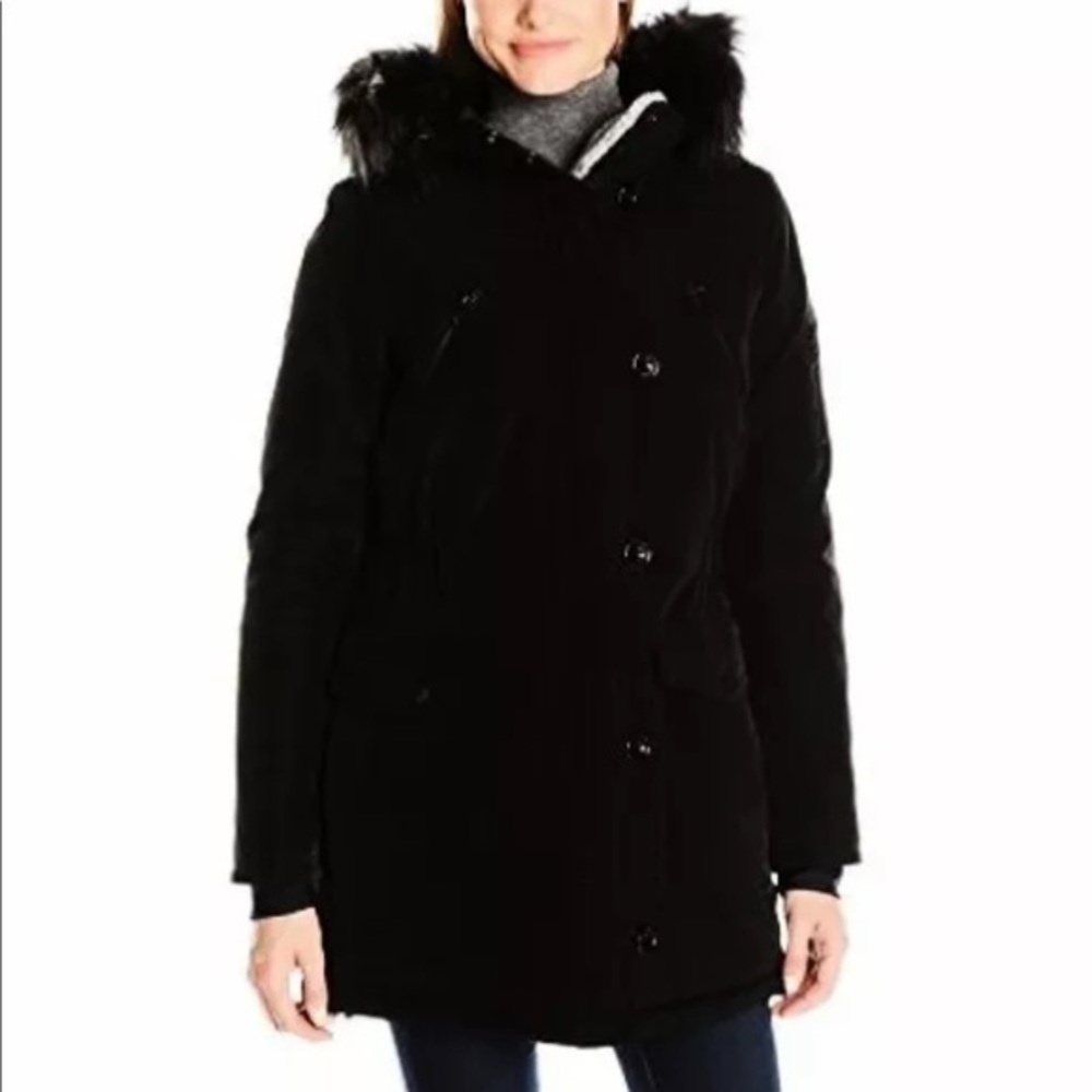 Nautica Hooded Faux-Fur-Trim Coat